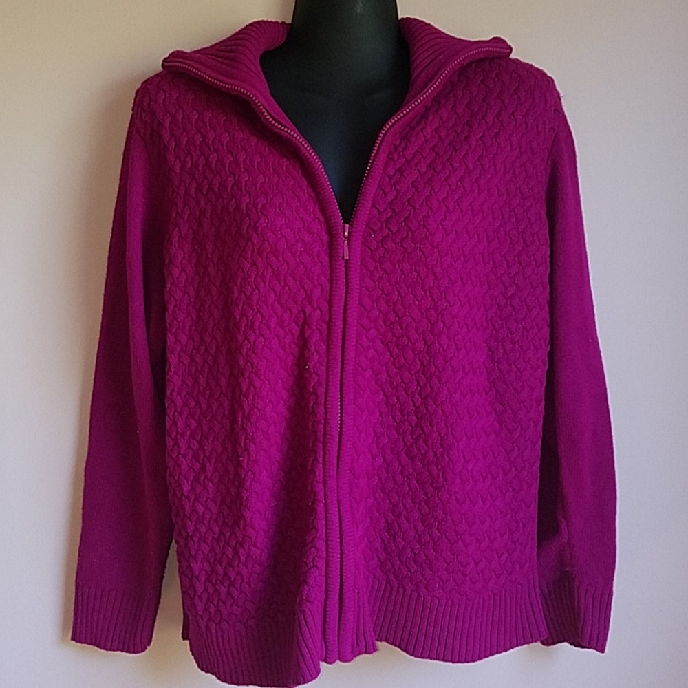 NWOT Pink zipup textured sweater jacket